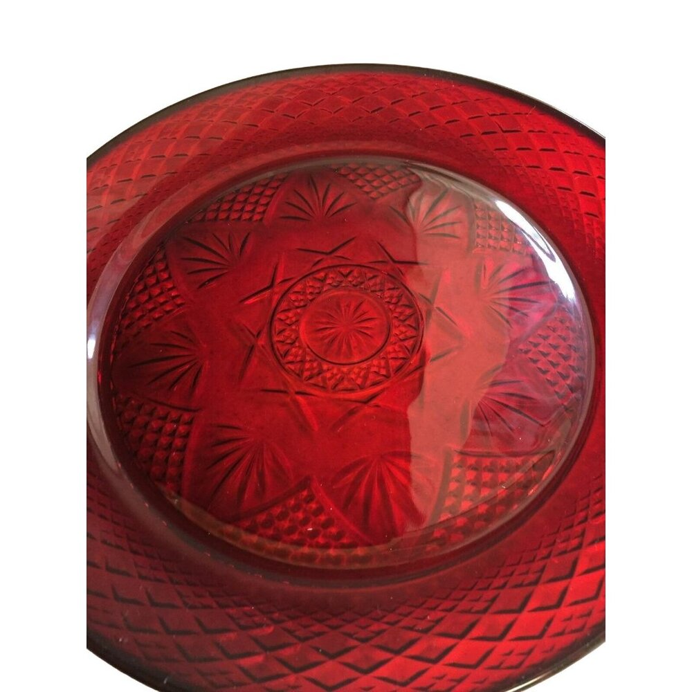 Vintage Cristal D'Arque-Durand Ruby Red Pressed Glass Plate 10"
